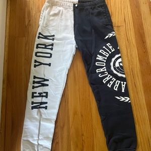 Girls Navy and White New York Abercrombie Sweatpants